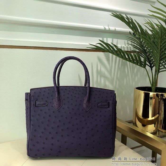HERMES愛馬仕 鉑金包 Birkin 30 南非原產KK級鴕鳥皮 頂級工藝 手縫蠟線 時尚手提肩背包  Ama1417